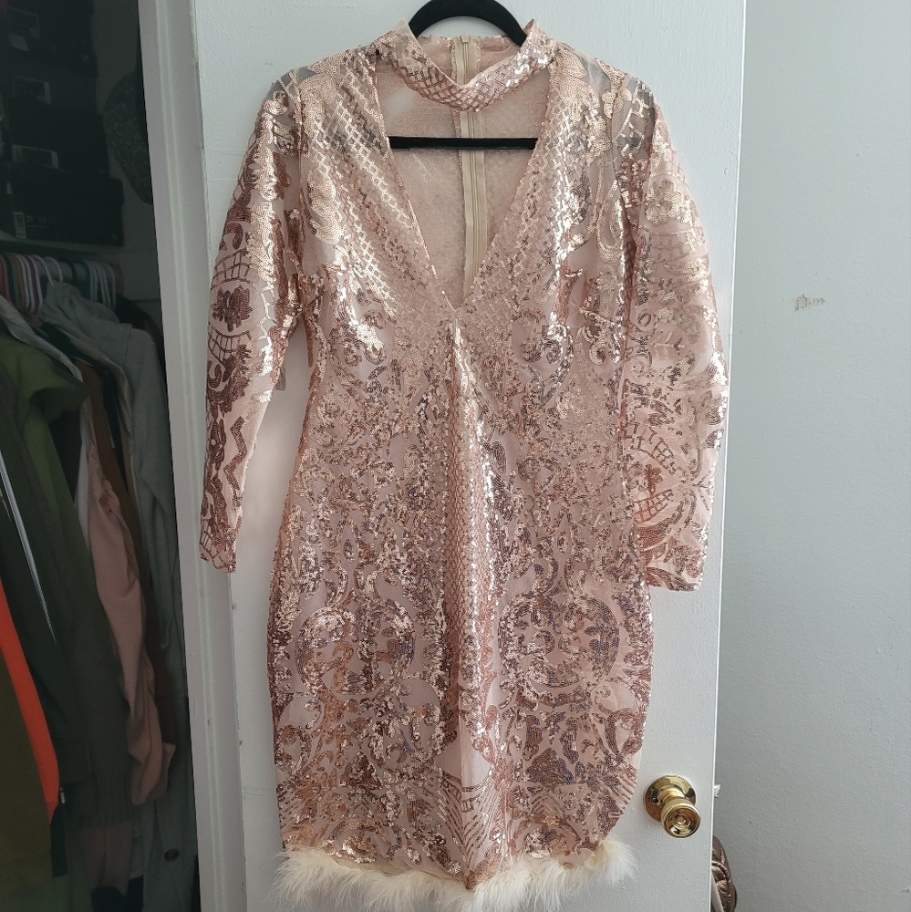 Rose gold sequins dress